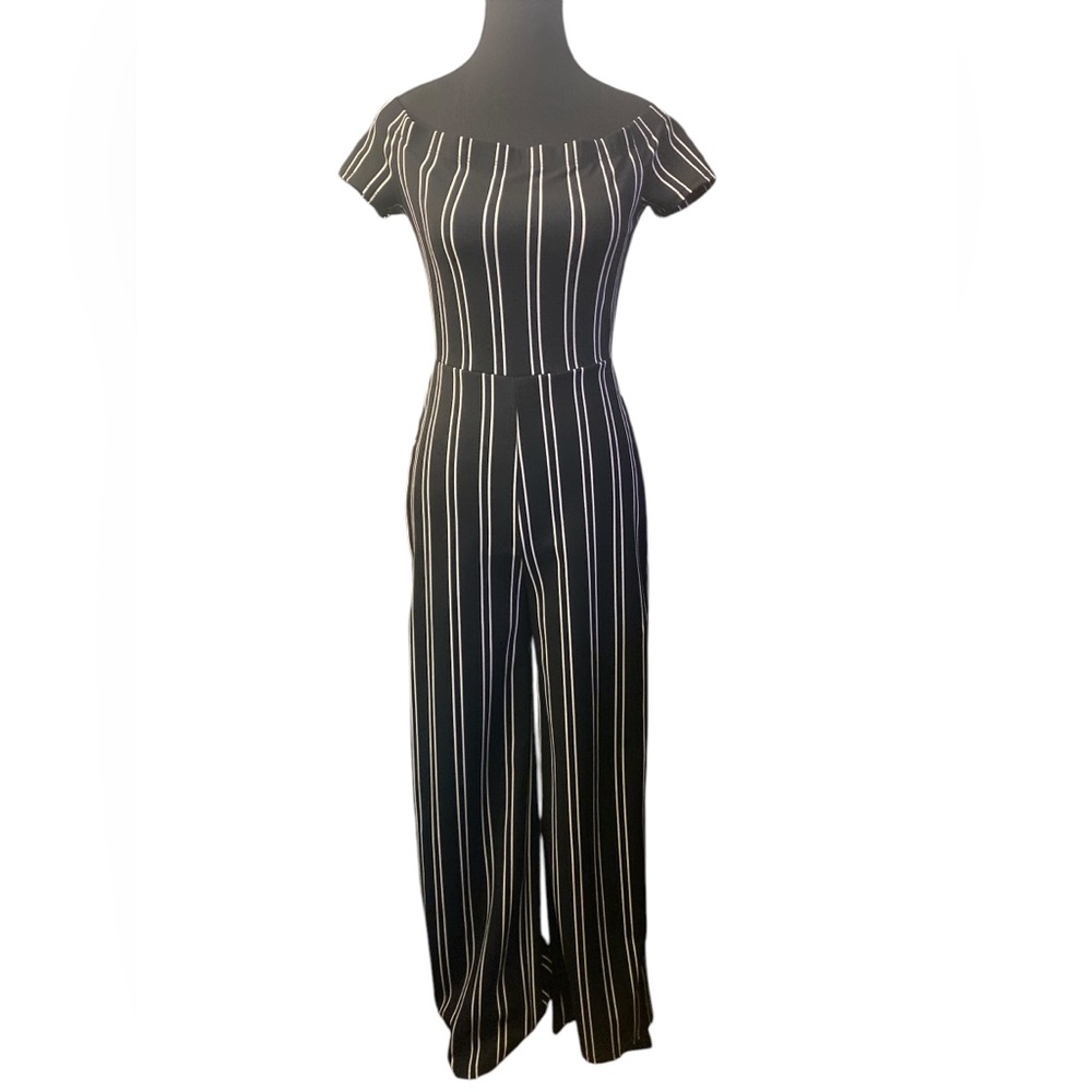 WINDSOR Black and White Striped Jumpsuit XS EUC